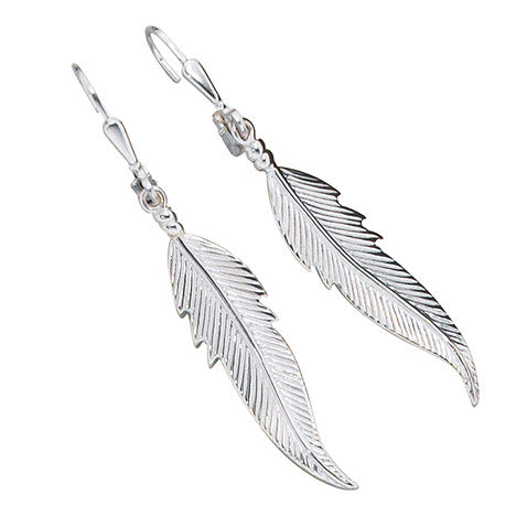 Boutons Feder 925 Sterling Silber Ohrringe Ohrhänger