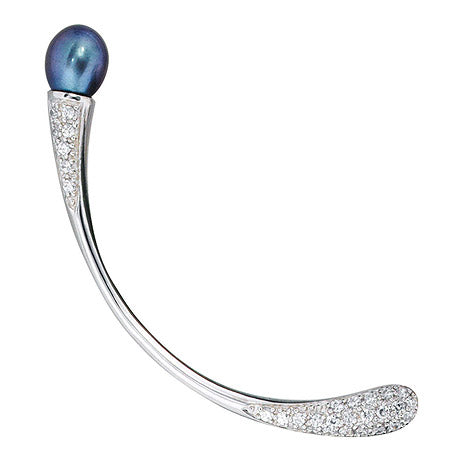 Brosche 925 Sterling Silber rhodiniert mit Zirkonia Silberbrosche Perlenbrosche