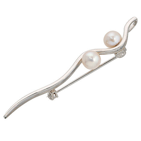 Brosche Anhänger 925 Sterling Silber 2 Süßwasser Perlen Perlenbrosche