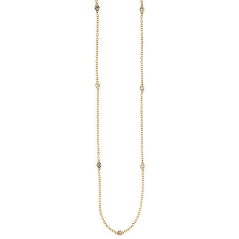 Collier Halskette 925 Sterling Silber gold vergoldet 7 Zirkonia 47 cm Kette