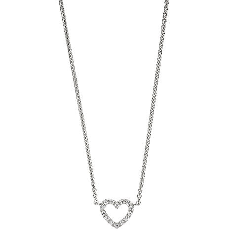 Collier Halskette Herz 925 Sterling Silber mit Zirkonia 42 cm Kette Silberkette
