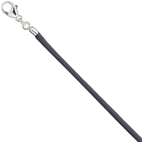 Collier Halskette Seide grau 2 8 mm 42 cm Verschluss 925 Silber Kette