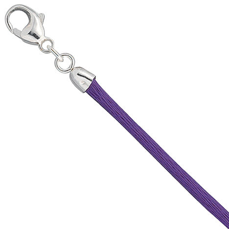 Collier Halskette Seide lila 2 8 mm 42 cm Verschluss 925 Silber Kette