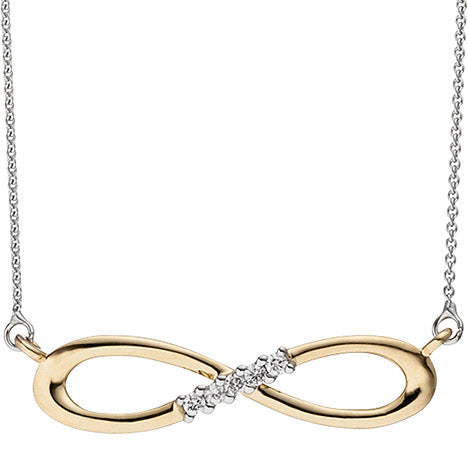 Collier Halskette Unendlich 585 Gold bicolor 5 Diamanten Brillanten Kette