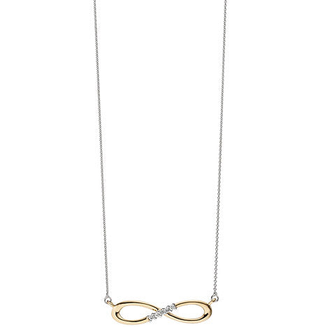 Collier Halskette Unendlich 585 Gold bicolor 5 Diamanten Brillanten Kette
