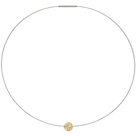 Collier Kette mit Anhänger aus Edelstahl mit 585 Gold kombiniert matt 42 cm