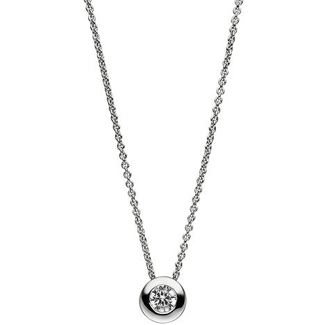 Collier Kette mit Anhänger rund 925 Sterling Silber 1 Zirkonia 42 cm Silberkette