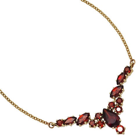 Collier Statement Halskette 333 Gold Gelbgold 14 Granate rot 42 cm Kette