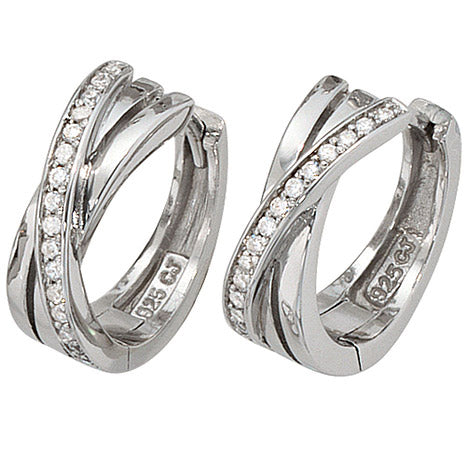 Creolen 925 Sterling Silber mit Zirkonia Ohrringe Silberohrringe Silbercreolen