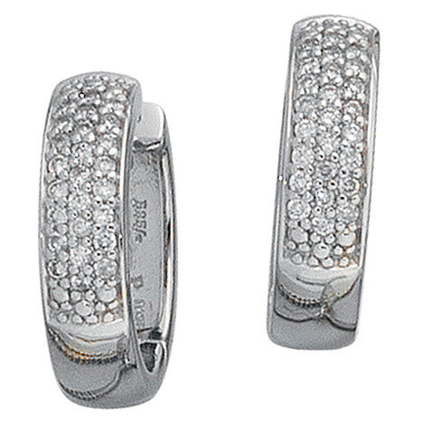 Creolen rund 585 Gold Weißgold 50 Diamanten Brillanten Ohrringe Weißgoldcreolen