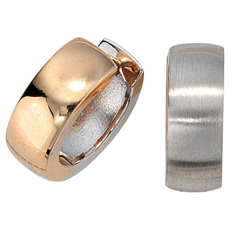 Creolen rund 585 Gold Weißgold Rotgold bicolor mattiert Ohrringe Goldcreolen