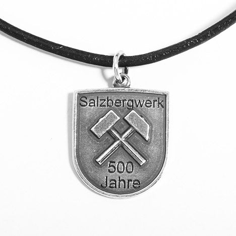 Anhänger Motiv Bergwerk 500 Jahre mit Lederband schwarz