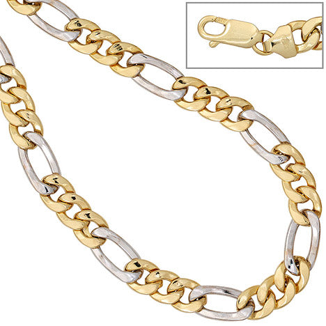 Figaroarmband 333 Gold Gelbgold Weißgold bicolor 19 cm Armband Karabiner