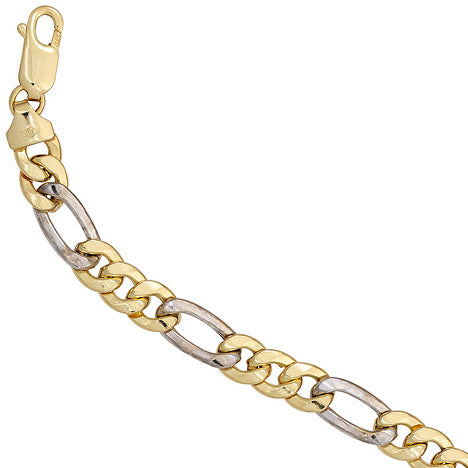 Figaroarmband 333 Gold Gelbgold Weißgold bicolor 19 cm Armband Karabiner