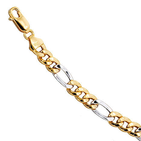 Figaroarmband 333 Gold Gelbgold Weißgold bicolor 19 cm Armband Karabiner