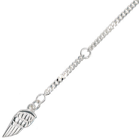 Fußkettchen Fußkette Flügel 925 Sterling Silber rhodiniert Federring