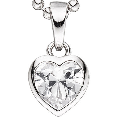 Kinder Anhänger Herz 925 Sterling Silber 1 Zirkonia Herzanhänger Kinderanhänger