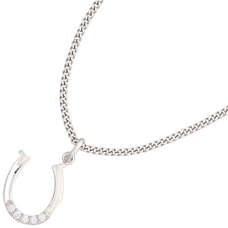 Kinder Anhänger Hufeisen 925 Sterling Silber 5 Zirkonia Kinderanhänger