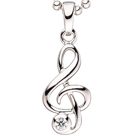 Kinder Anhänger Notenschlüssel Musik 925 Silber 1 Zirkonia Kinderanhänger