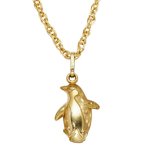Kinder Anhänger Pinguin 333 Gold Gelbgold mattiert Kinderanhänger