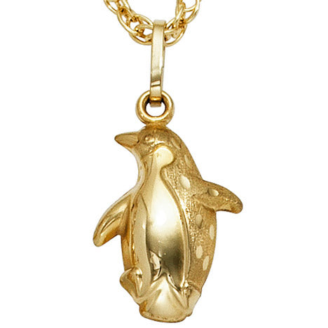 Kinder Anhänger Pinguin 333 Gold Gelbgold mattiert Kinderanhänger