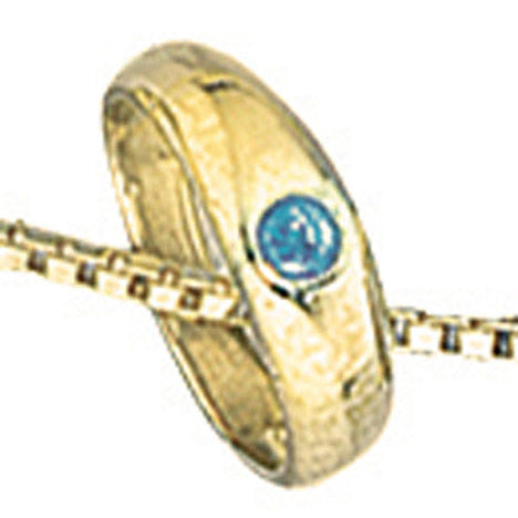 Kinder Taufring 333 Gold Gelbgold 1 blauer Safir Taufanhänger