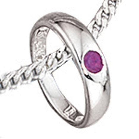 Kinder Taufring 925 Sterling Silber rhodiniert 1 Rubin rot Taufanhänger