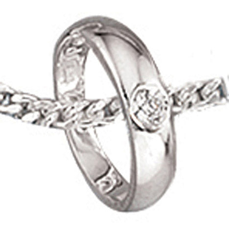 Kinder Taufring 925 Sterling Silber rhodiniert 1 Zirkonia Taufanhänger