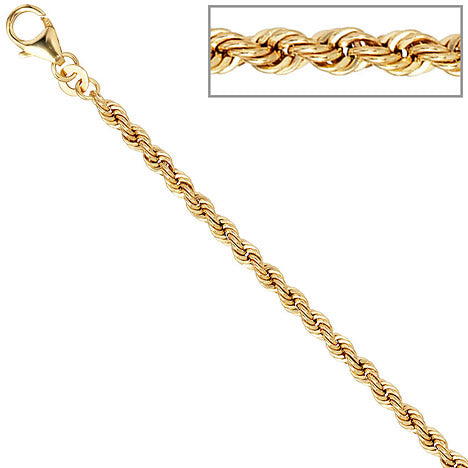 Kordelkette 585 Gelbgold 3 2 mm 45 cm Gold Kette Halskette Goldkette Karabiner