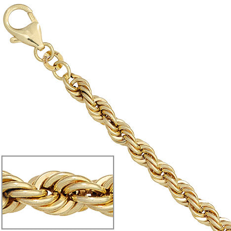 Kordelkette 585 Gelbgold 4 9 mm 45 cm Gold Kette Halskette Goldkette Karabiner