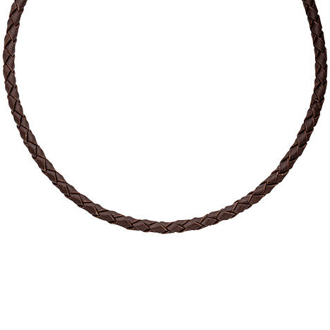 Leder Halskette Kette Schnur braun 45 cm Karabiner 925 Sterling Silber