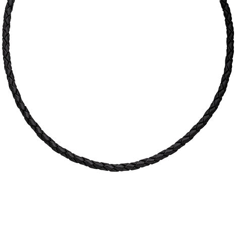 Leder Halskette Kette Schnur schwarz 45 cm Karabiner 925 Silber