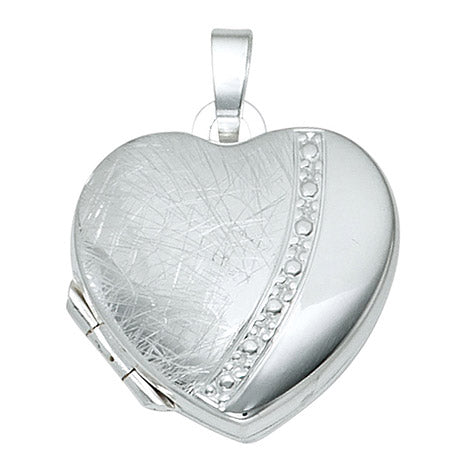 Medaillon für 2 Fotos Herz 925 Sterling Silber eismatt Anhänger zum Öffnen