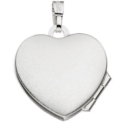 Medaillon für 2 Fotos Herz 925 Sterling Silber eismatt Anhänger zum Öffnen