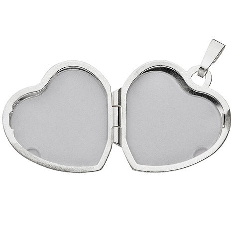 Medaillon für 2 Fotos Herz 925 Sterling Silber eismatt Anhänger zum Öffnen