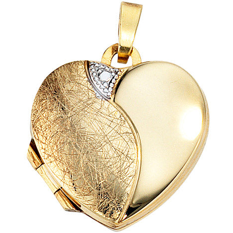 Medaillon Herz 333 Gold Gelbgold eismatt Anhänger zum Öffnen