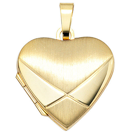 Medaillon Herz 585 Gold Gelbgold mattiert Anhänger zum Öffnen