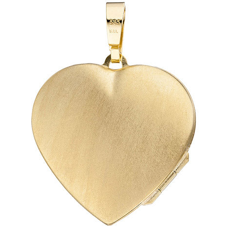 Medaillon Herz 585 Gold Gelbgold mattiert Anhänger zum Öffnen