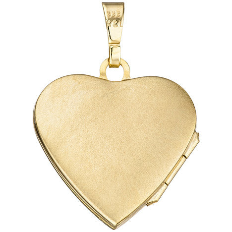 Medaillon Herz für 2 Fotos 333 Gold Gelbgold mit Zirkonia Anhänger zum Öffnen
