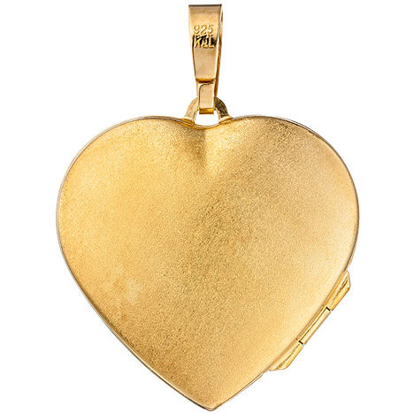 Medaillon Herz für 2 Fotos 925 Silber gold vergoldet Anhänger zum Öffnen