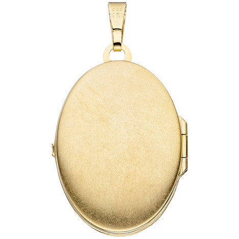 Medaillon oval 333 Gold Gelbgold bicolor mattiert 2 Zirkonia Anhänger zum Öffnen