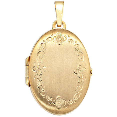 Medaillon oval 333 Gold Gelbgold mattiert Anhänger zum Öffnen
