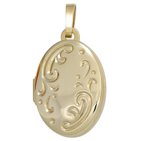 Medaillon oval 333 Gold Gelbgold mattiert Anhänger zum Öffnen