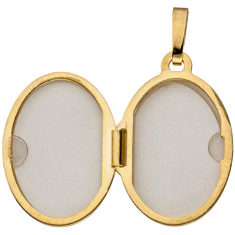 Medaillon oval 333 Gold Gelbgold mattiert Anhänger zum Öffnen