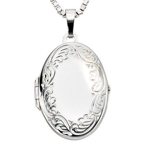 Medaillon oval 585 Gold Weißgold Anhänger zum Öffnen