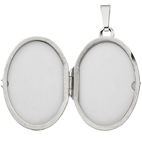 Medaillon oval 585 Gold Weißgold mattiert Anhänger zum Öffnen