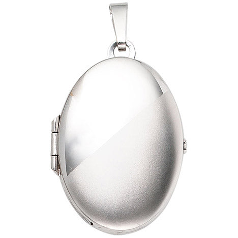 Medaillon oval 585 Gold Weißgold mattiert Anhänger zum Öffnen