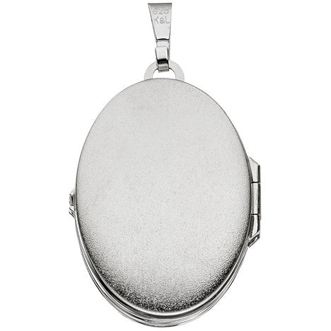 Medaillon oval 925 Sterling Silber rhodiniert Anhänger zum Öffnen