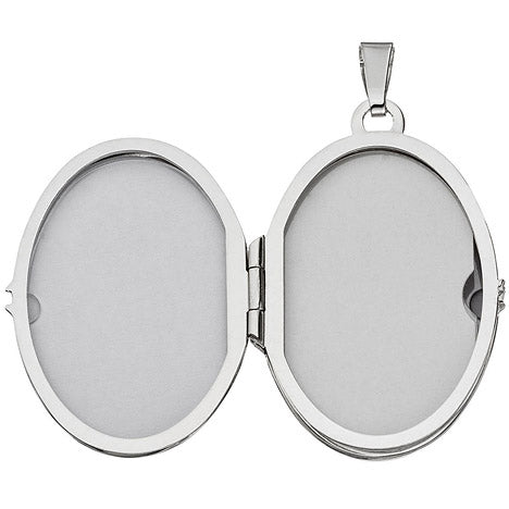 Medaillon oval 925 Sterling Silber rhodiniert Anhänger zum Öffnen