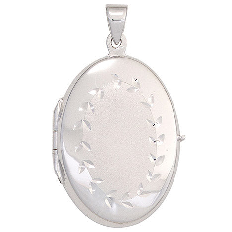Medaillon oval 925 Sterling Silber rhodiniert mattiert Anhänger zum Öffnen